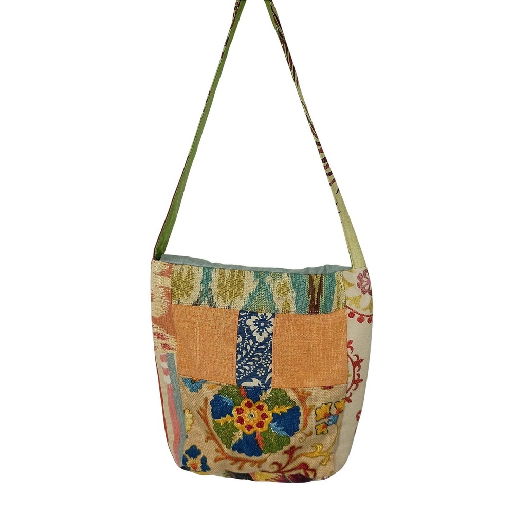 Boho Patchwork Shoulder Bag Multicolor Ikat Floral Bee Tapestry Hobo Handbag - Picture 2 of 10